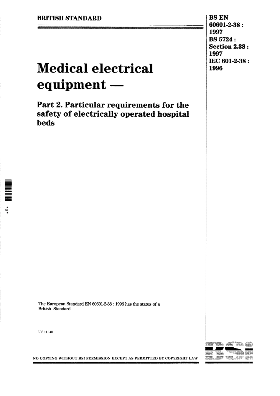 BS EN 60601-2-38-1997 (BS 5724-2.38-1997) scan.pdf_第1页