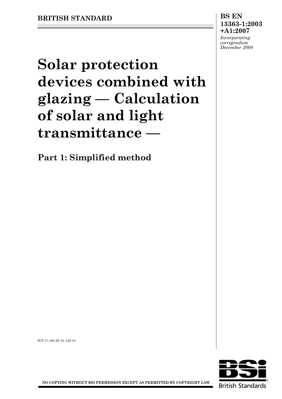 BS EN 13363-1-2003 + A1-2007 (2010).pdf_第1页