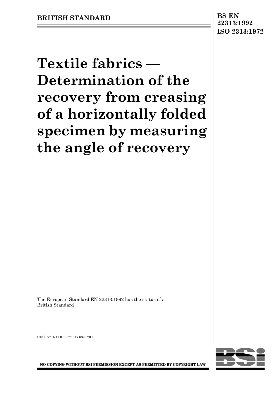 BS EN 22313-1992 (1999) ISO 2313-1972.pdf_第1页