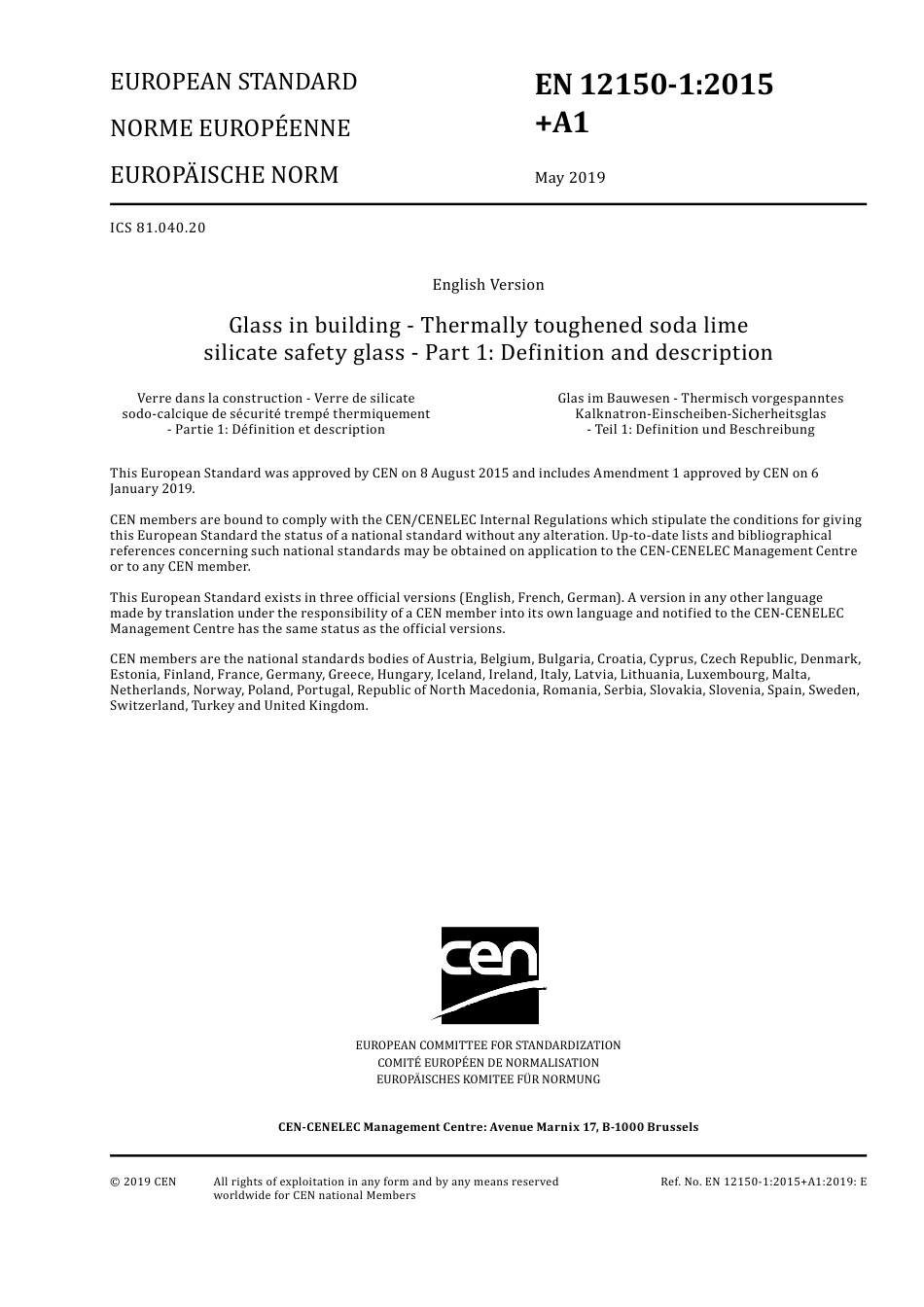 BS EN 12150-1-2015 + A1-2019.pdf_第3页