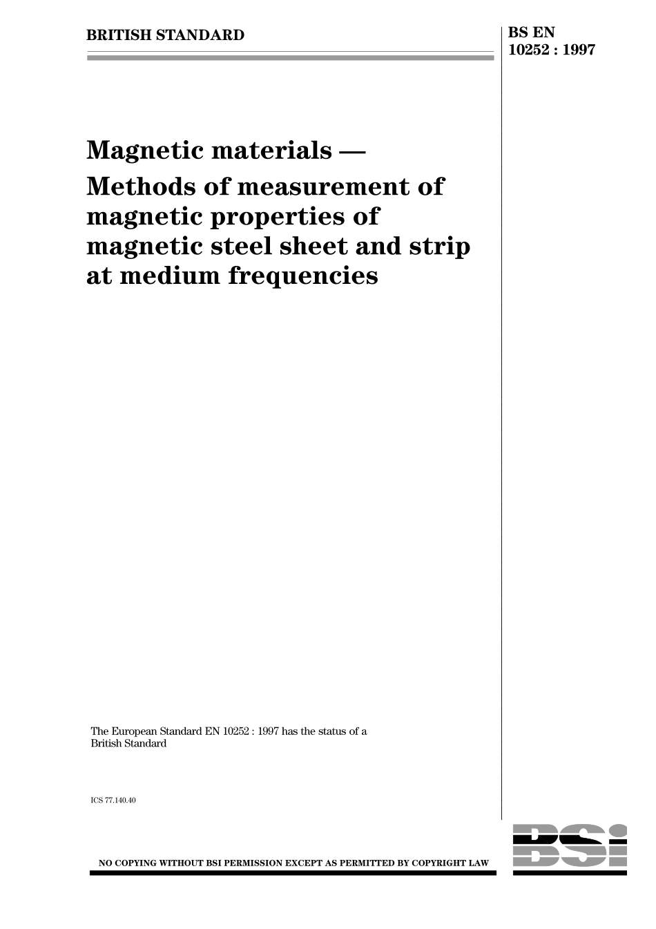 BS EN 10252-1997.pdf_第1页