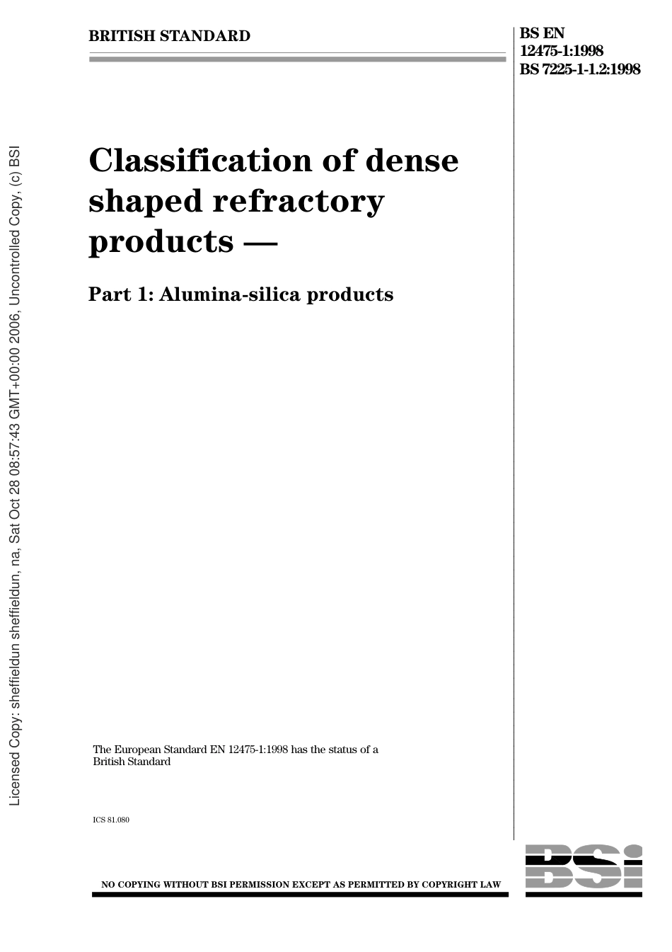 BS EN 12475-1-1998.pdf_第1页