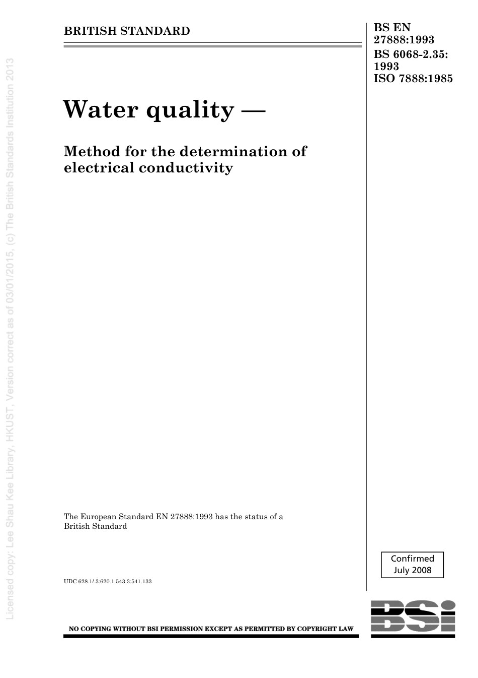 BS EN 27888-1993 (2008) BS 6068-2.35-1993, ISO 7888-1985.pdf_第1页