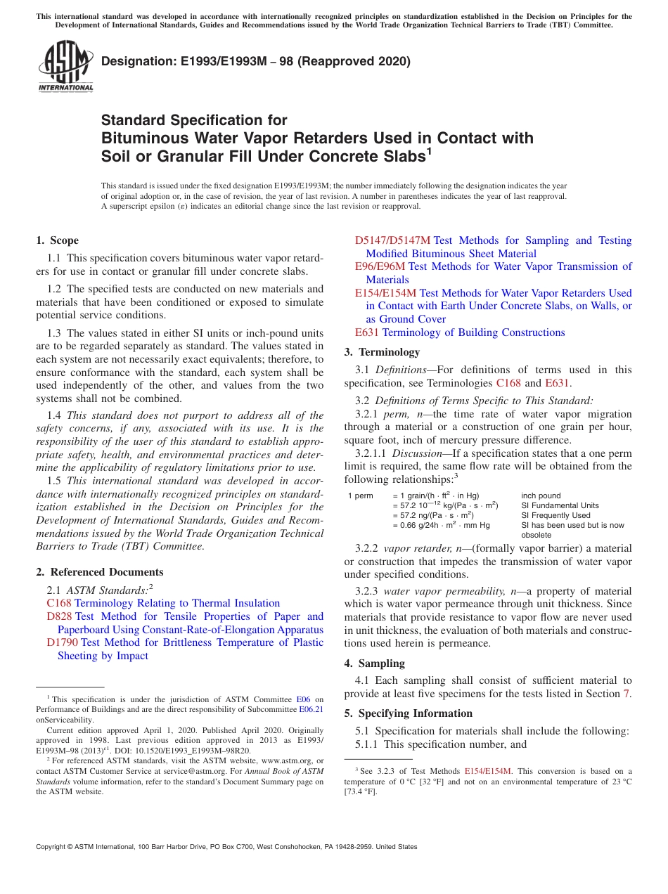 ASTM E1993 - E 1993M - 98 (2020).pdf_第1页