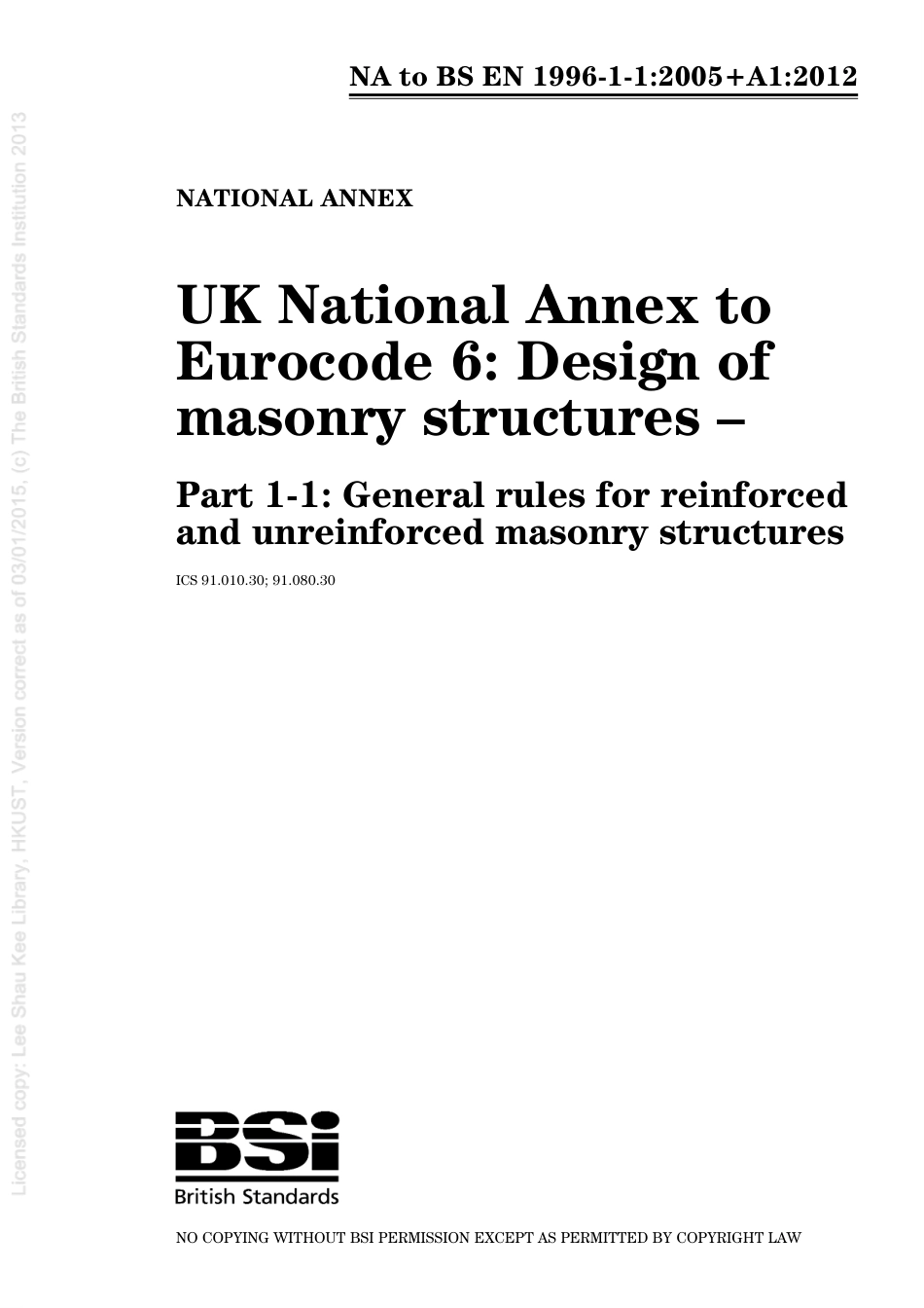 BS EN 01996-1-1-2005 + A1-2012 NA 2013.pdf_第1页