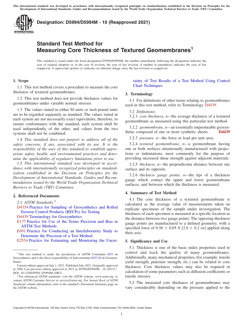 ASTM D5994 - D 5994M - 10 (2021).pdf_第1页