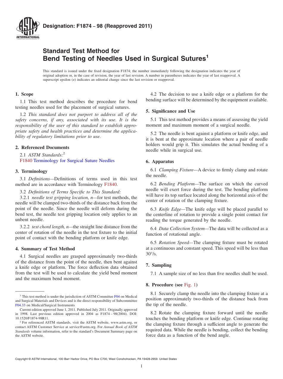 ASTM F1874 - 98 (2011).pdf_第1页