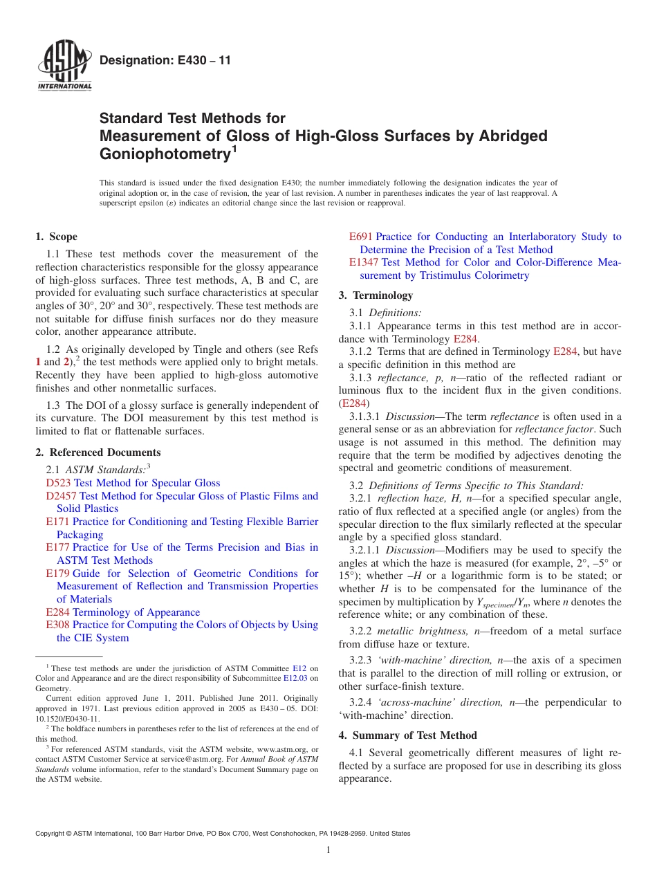 ASTM E430_11_Standard_Test_Methods_for.pdf_第1页