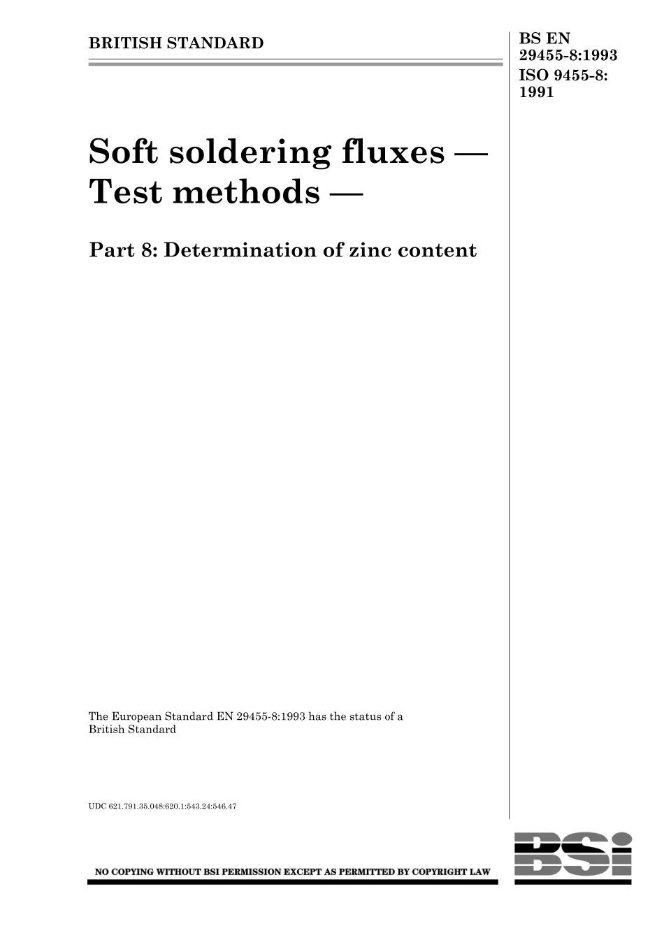 BS EN 29455-8-1993 (2000) ISO 9455-8-1991.pdf_第1页