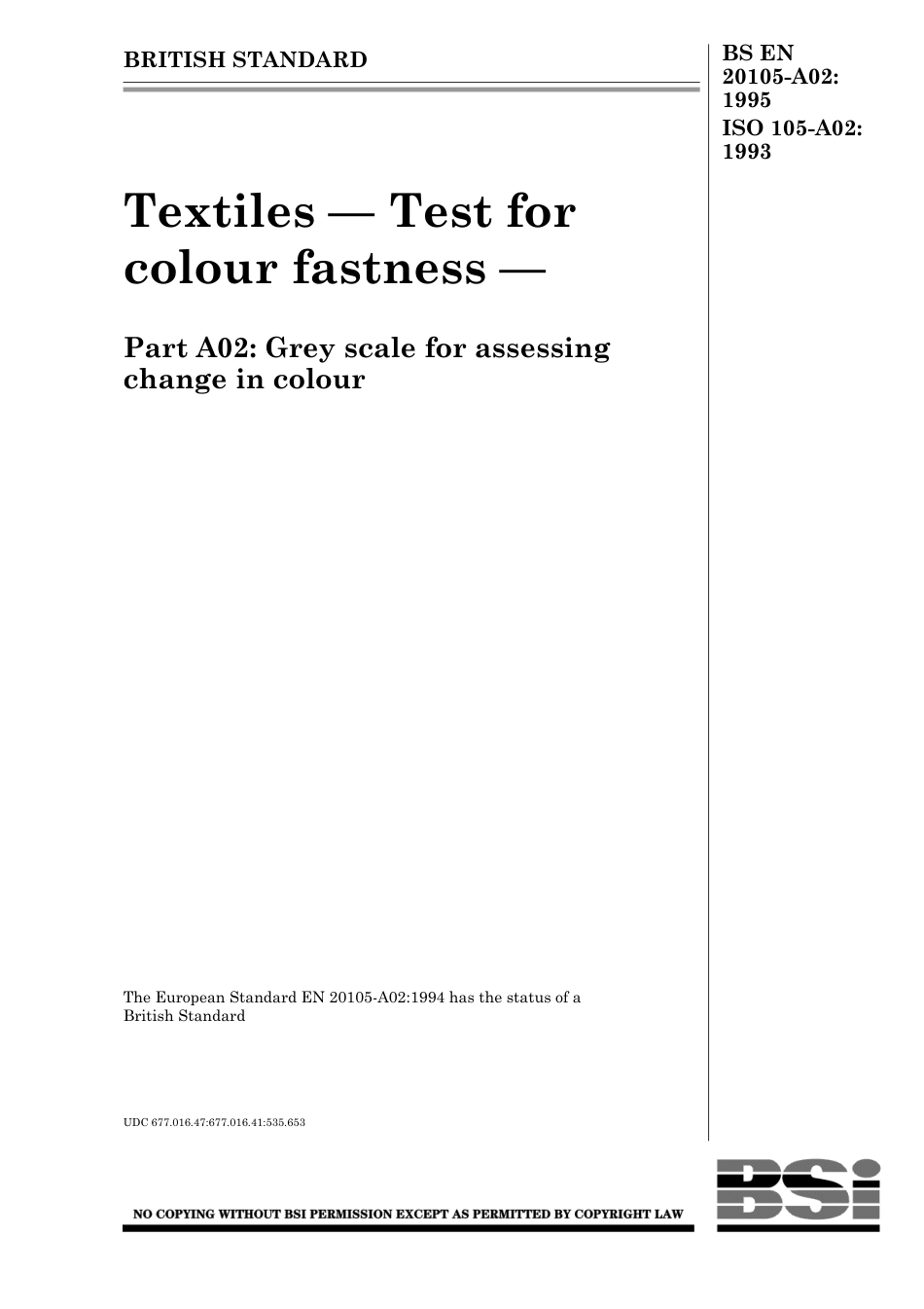 BS EN 20105-A02-1995 (1999).pdf_第1页