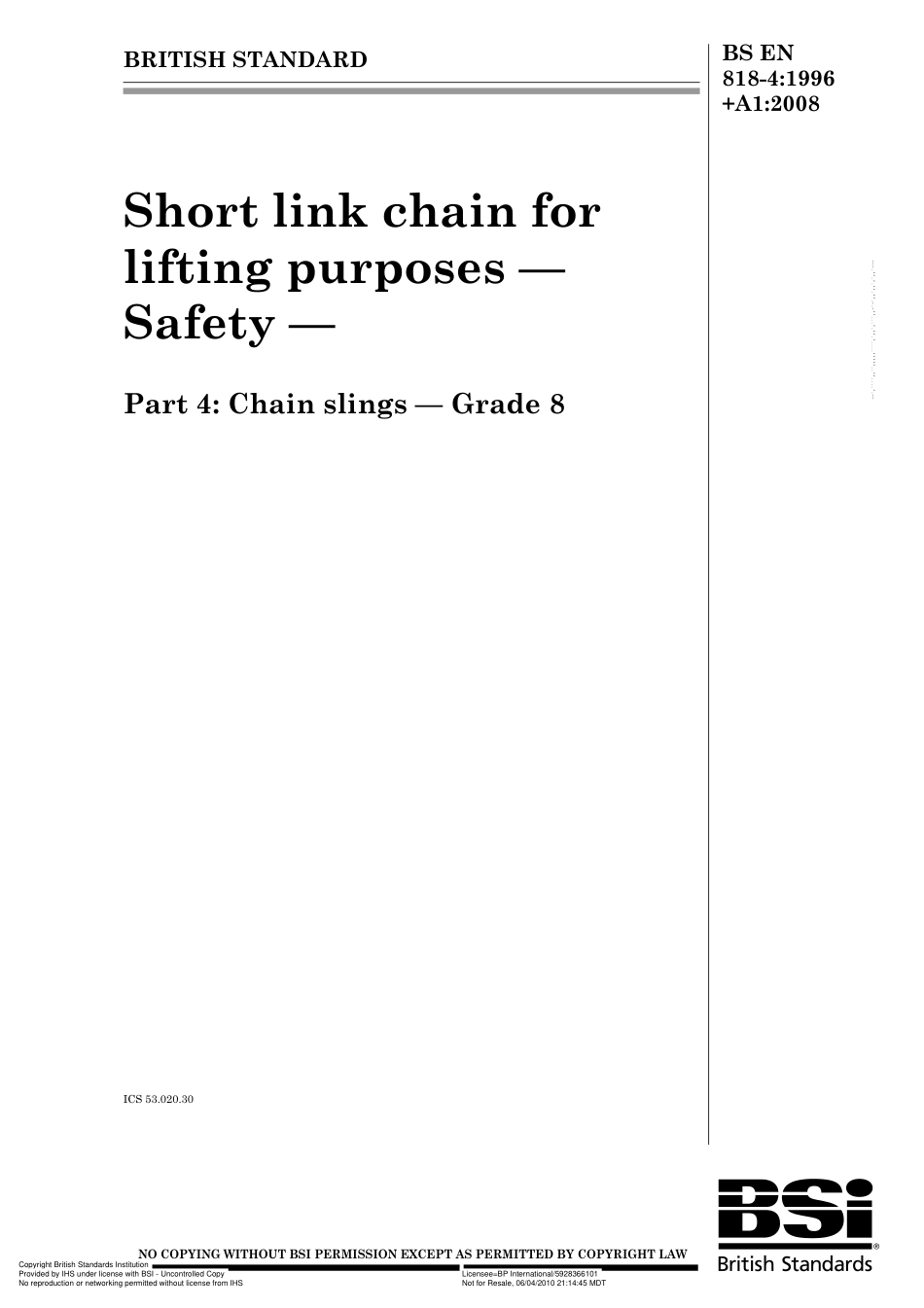 BS EN 00818-4-1996 + A1-2008.pdf_第1页