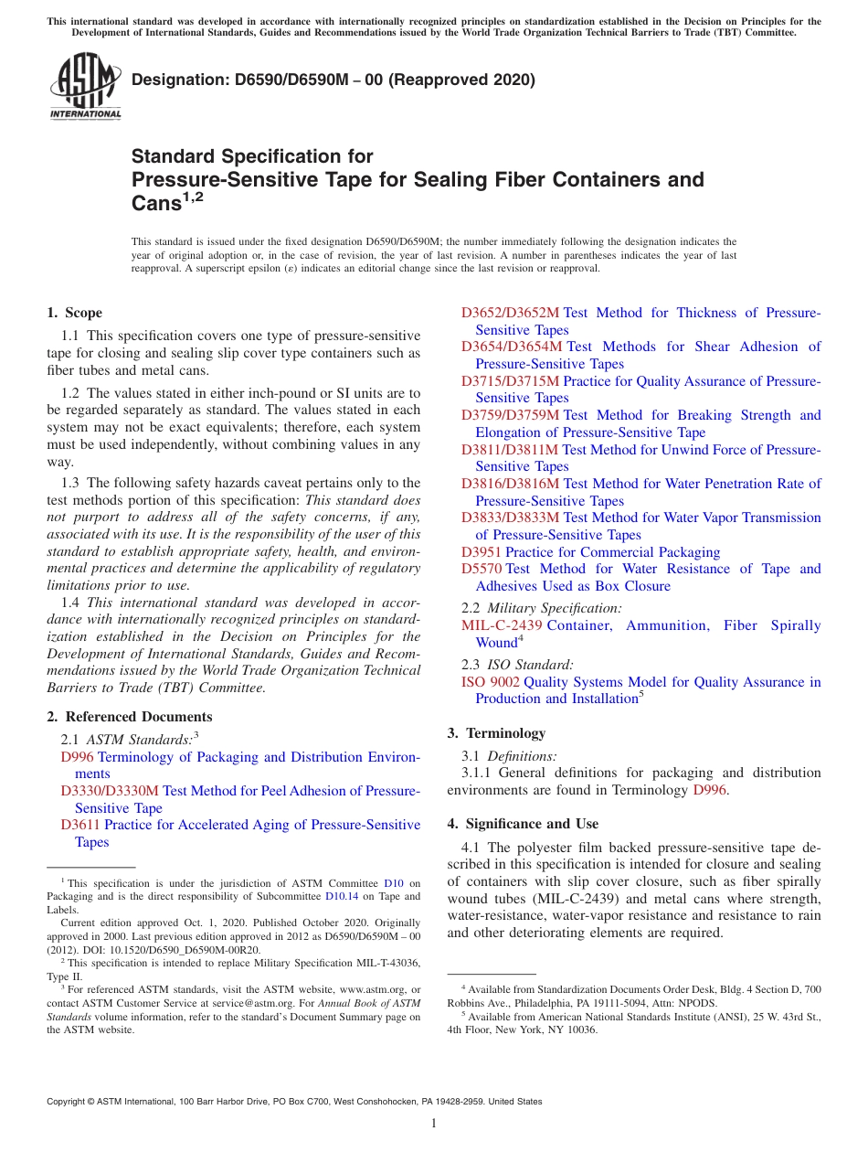 ASTM D6590 - D 6590M - 00 (2020).pdf_第1页