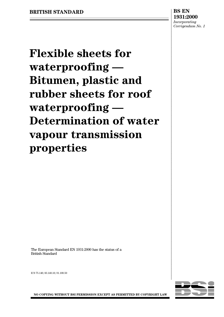 BS EN 01931-2000 (2001).pdf_第1页