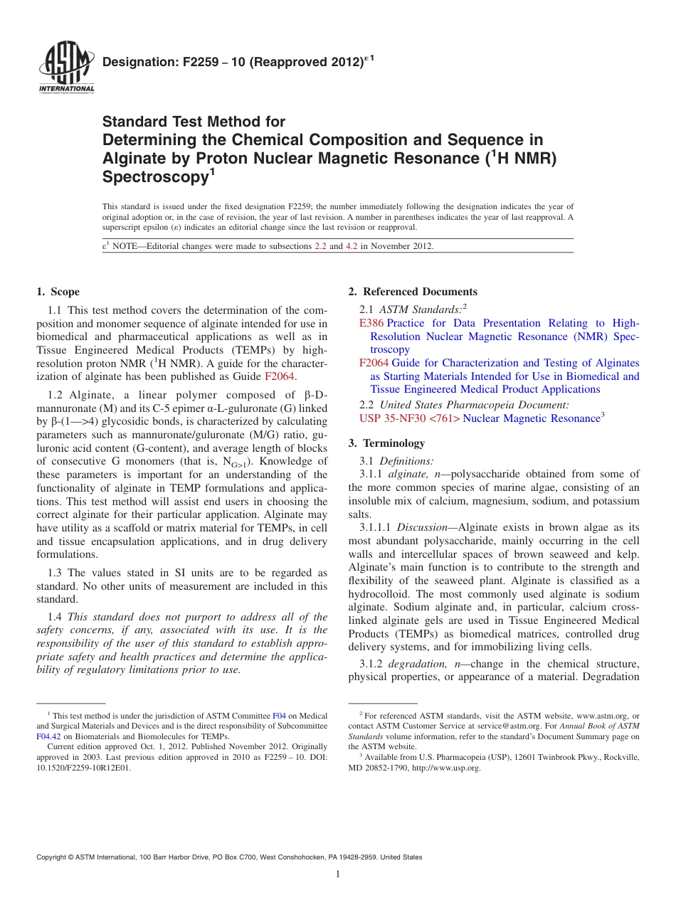 ASTM F2259 - 10 (2012)e1.pdf_第1页