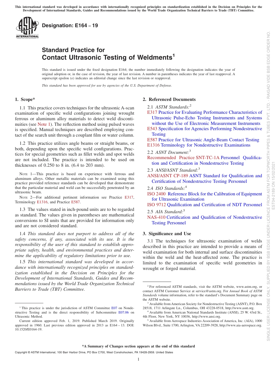 ASTM_E164_2019_Standard_Practice_for_Contact_Ultrasonic_Testing.pdf_第1页