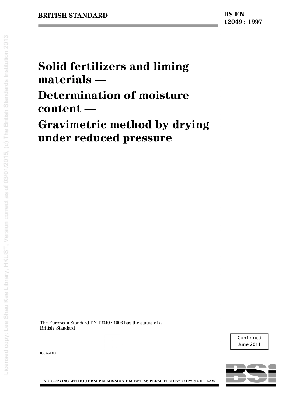 BS EN 12049-1997 (2011).pdf_第1页