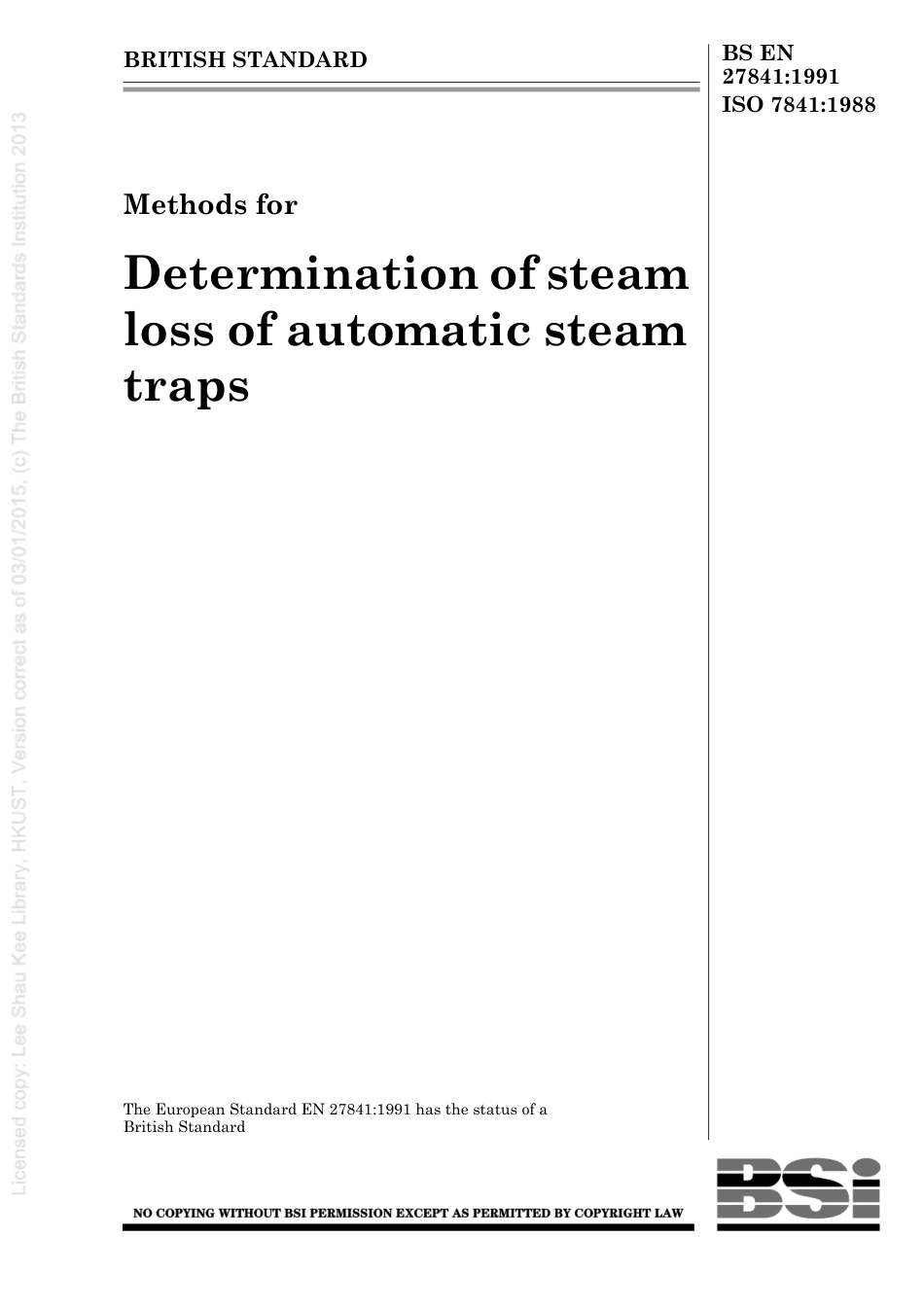 BS EN 27841-1991 (1999) ISO 7841-1988.pdf_第1页