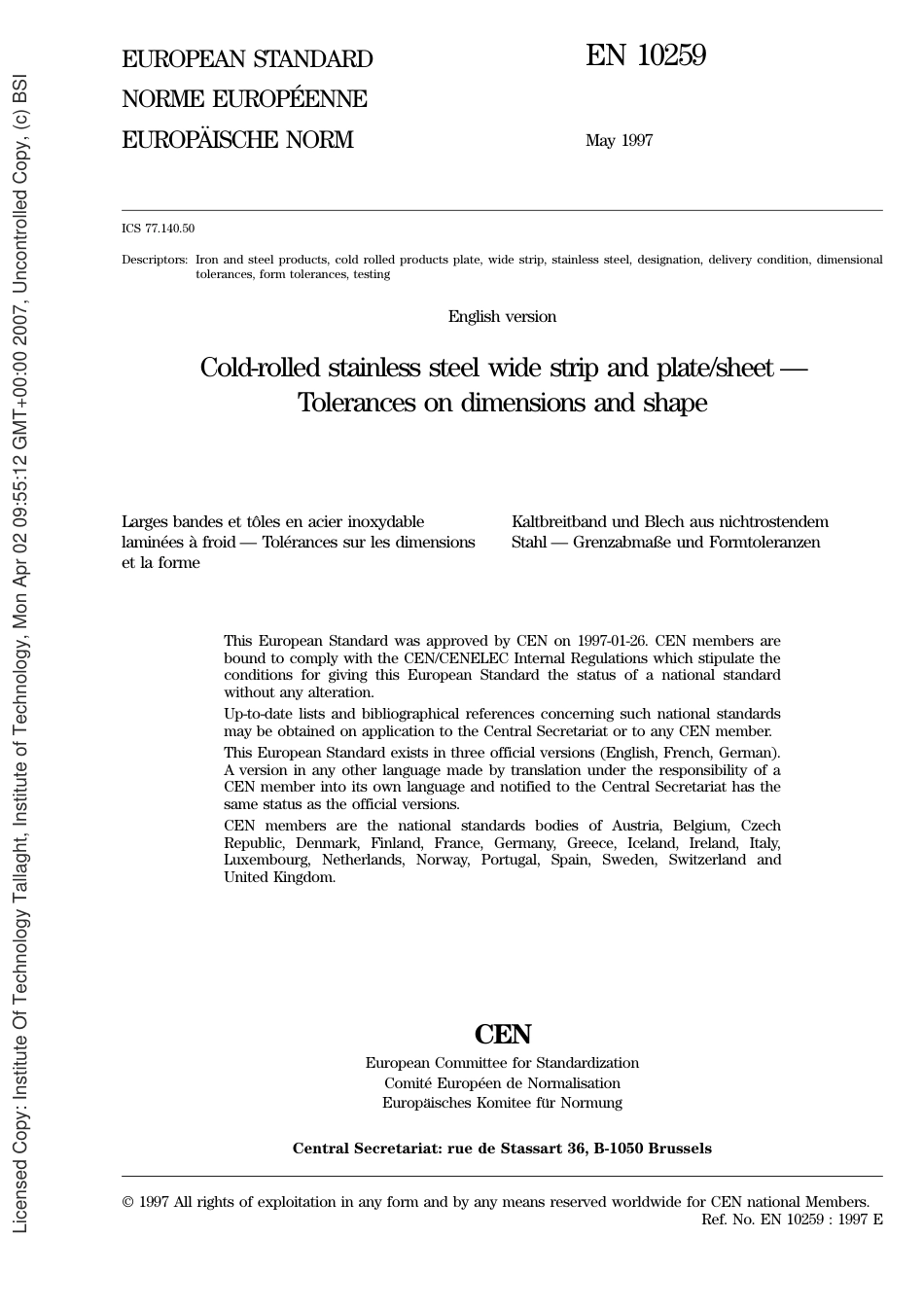 BS EN 10259-1997 (1998).pdf_第3页