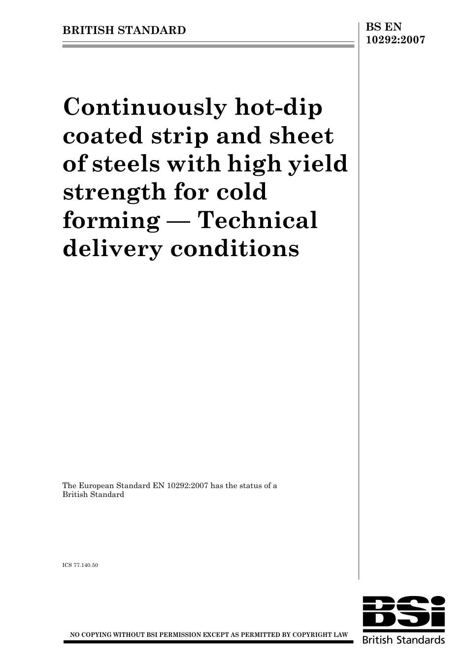 BS EN 10292-2007.pdf_第1页