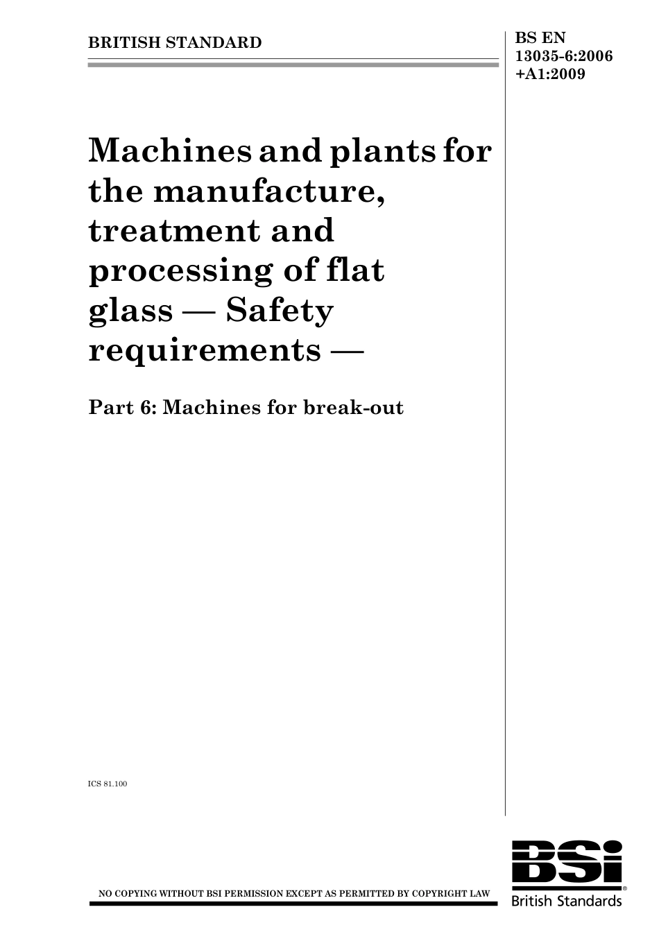 BS EN 13035-6-2006 + A1-2009.pdf_第1页