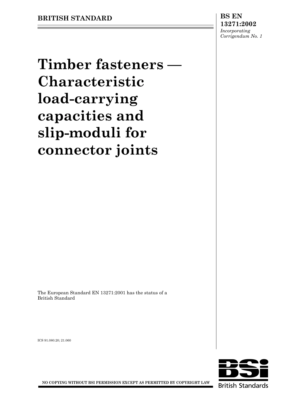 BS EN 13271-2002 (2003).pdf_第1页