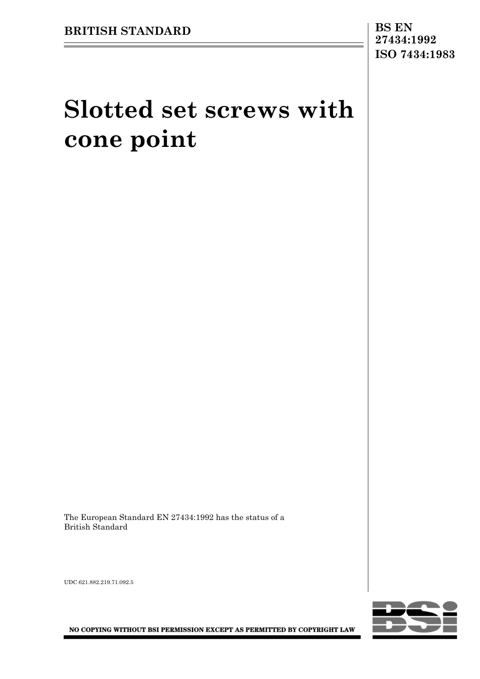 BS EN 27434-1992 (1999) ISO 7434-1983.pdf_第1页