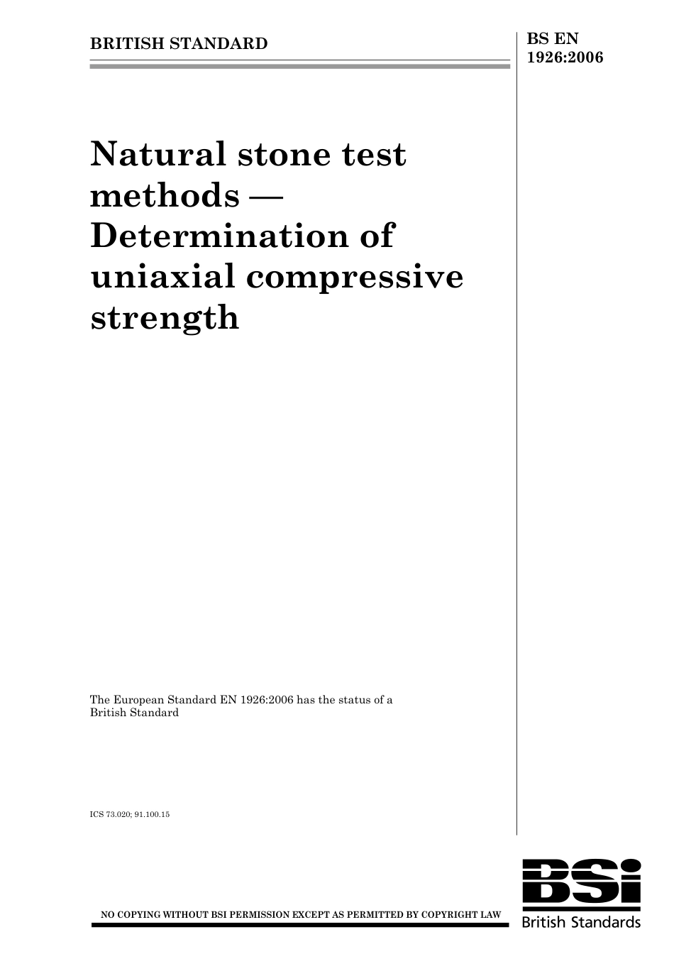 BS EN 01926-2006 (2007).pdf_第1页