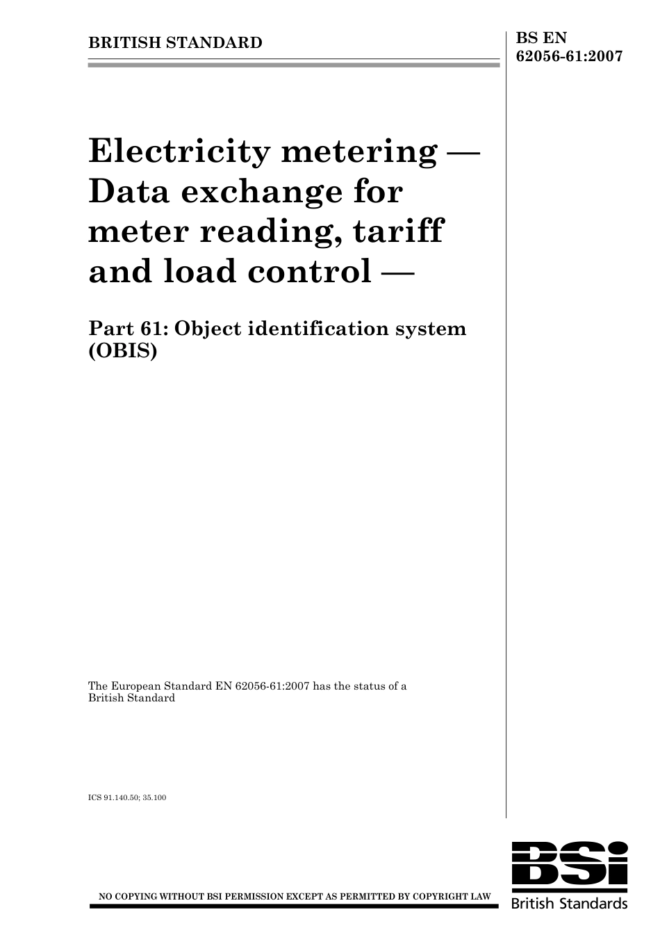 BS EN 62056-61-2007.pdf_第1页