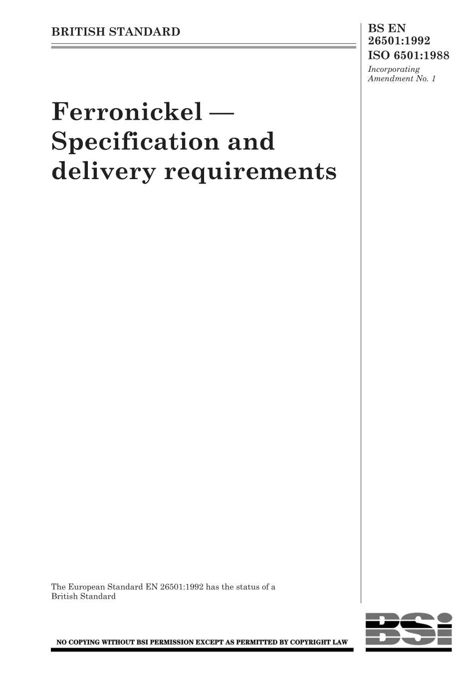 BS EN 26501-1992 (1999) ISO 6501-1988.pdf_第1页