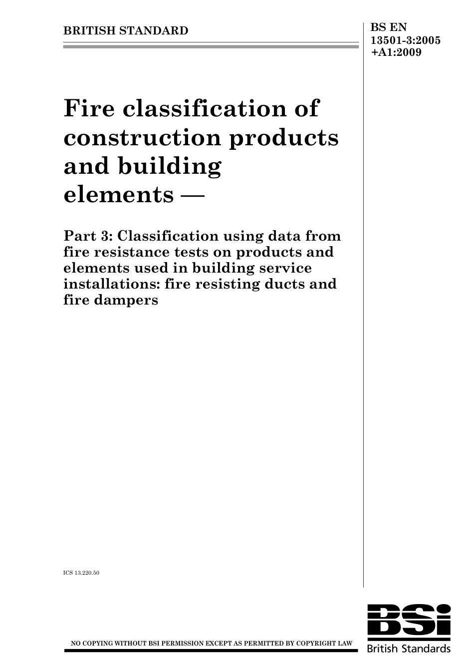 BS EN 13501-3-2005 + A1-2009.pdf_第1页