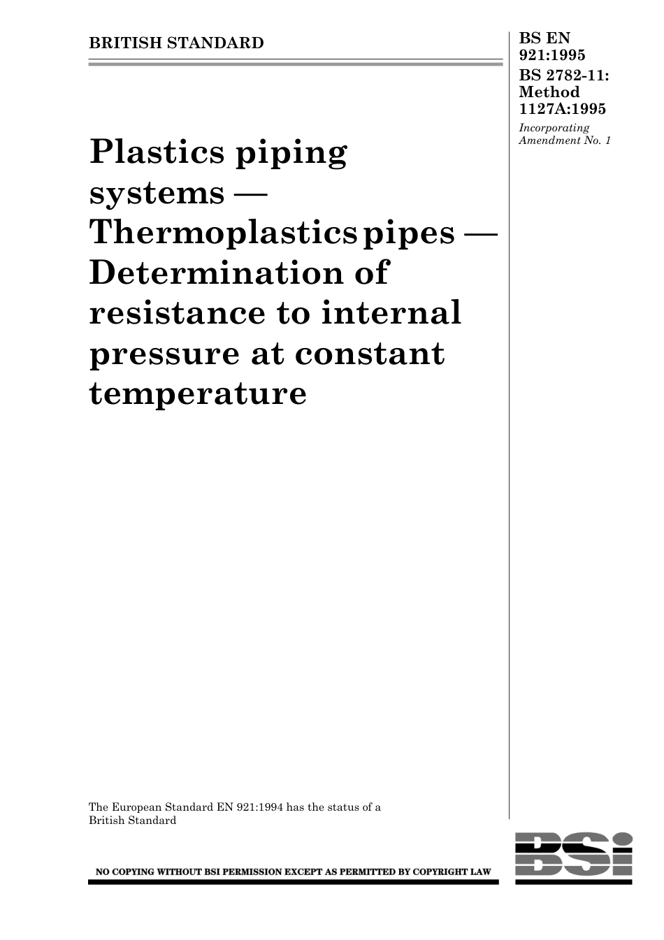 BS EN 00921-1995 (1999) BS 2782-11 MTD 1127A-1995.pdf_第1页