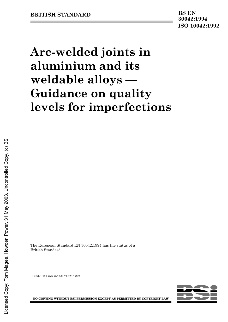 BS EN 30042-1994 (1999) ISO 10042-1992.pdf_第2页