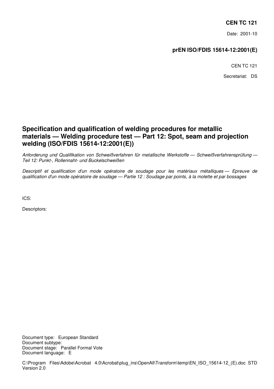 prEN_ISO_15614-12_2001(E).pdf_第2页