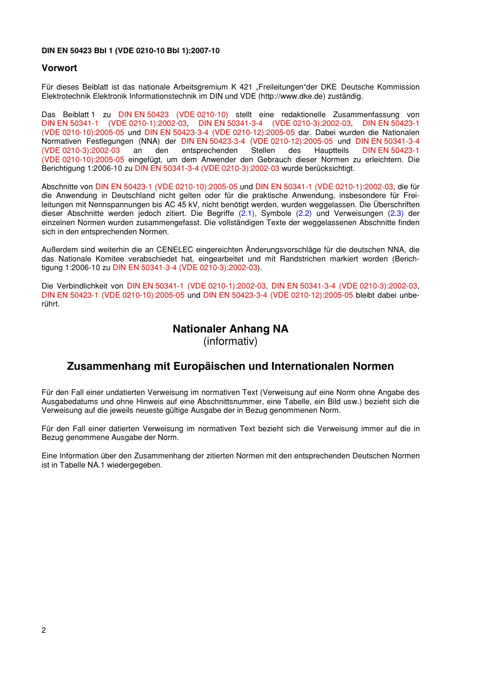 VDE 0210-10 Bei 1 DIN EN 50423 Bei 1 2007-10.pdf_第2页
