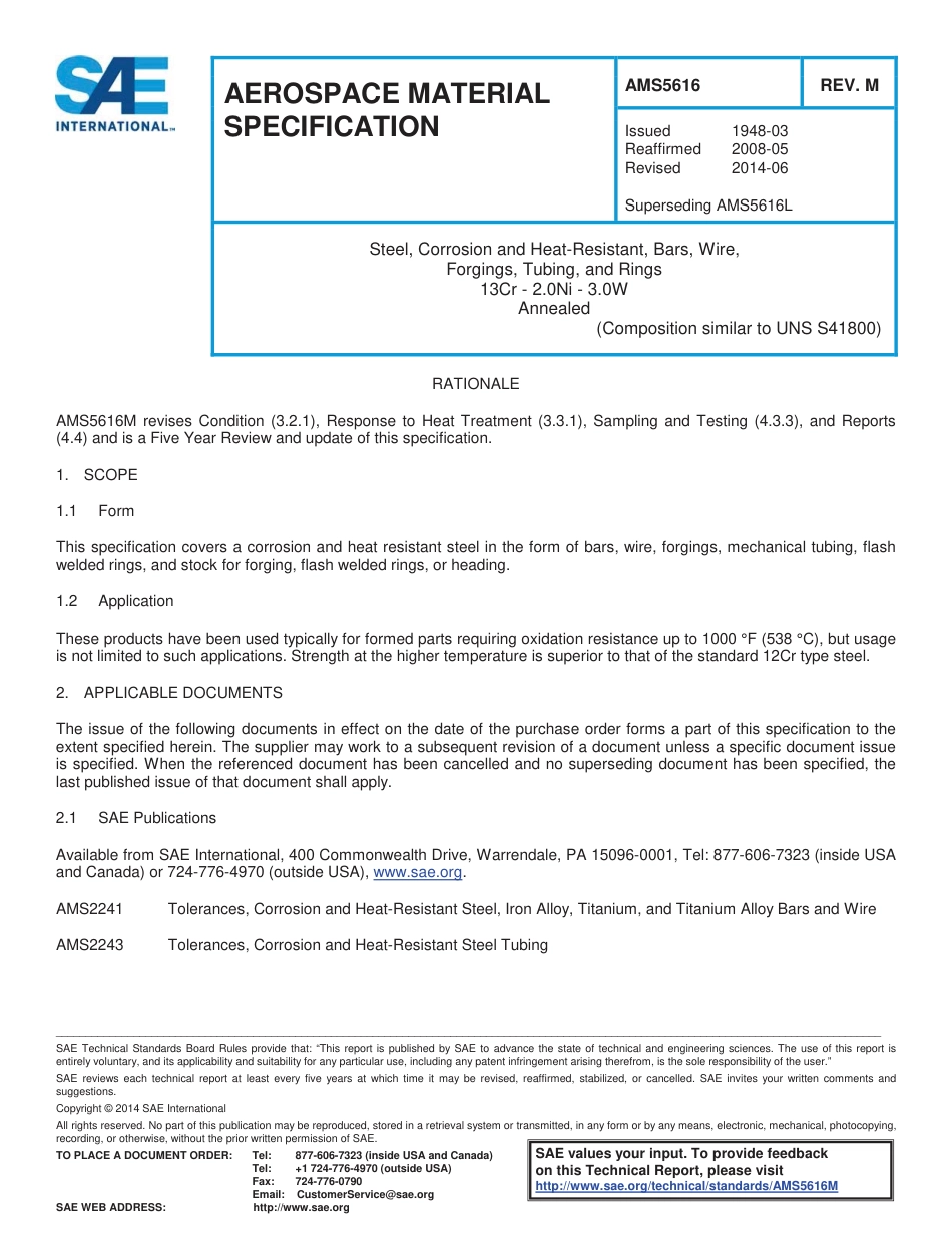 SAE AMS 5616M-2014.pdf_第1页