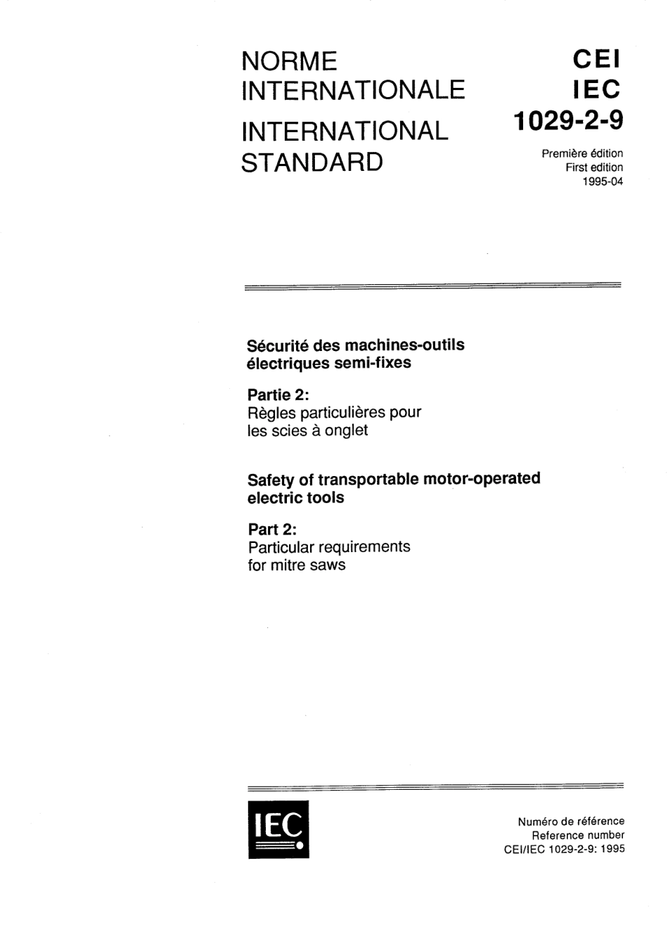 IEC 61029-2-9-1995 scan.pdf_第1页