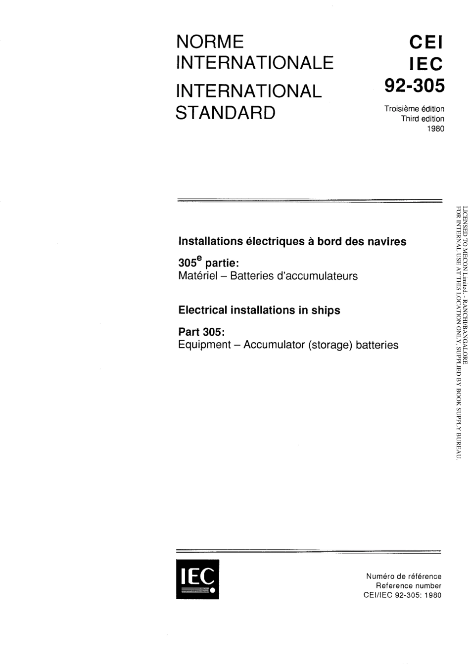 IEC 60092-305-1980 scan.pdf_第1页