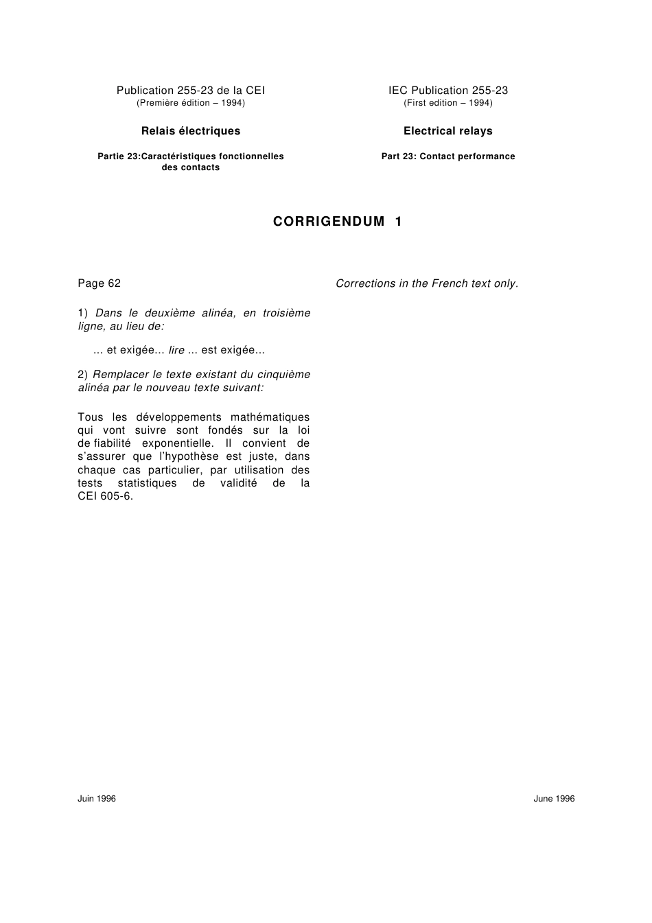 IEC 60255-23-1994 cor1-1996.pdf_第1页