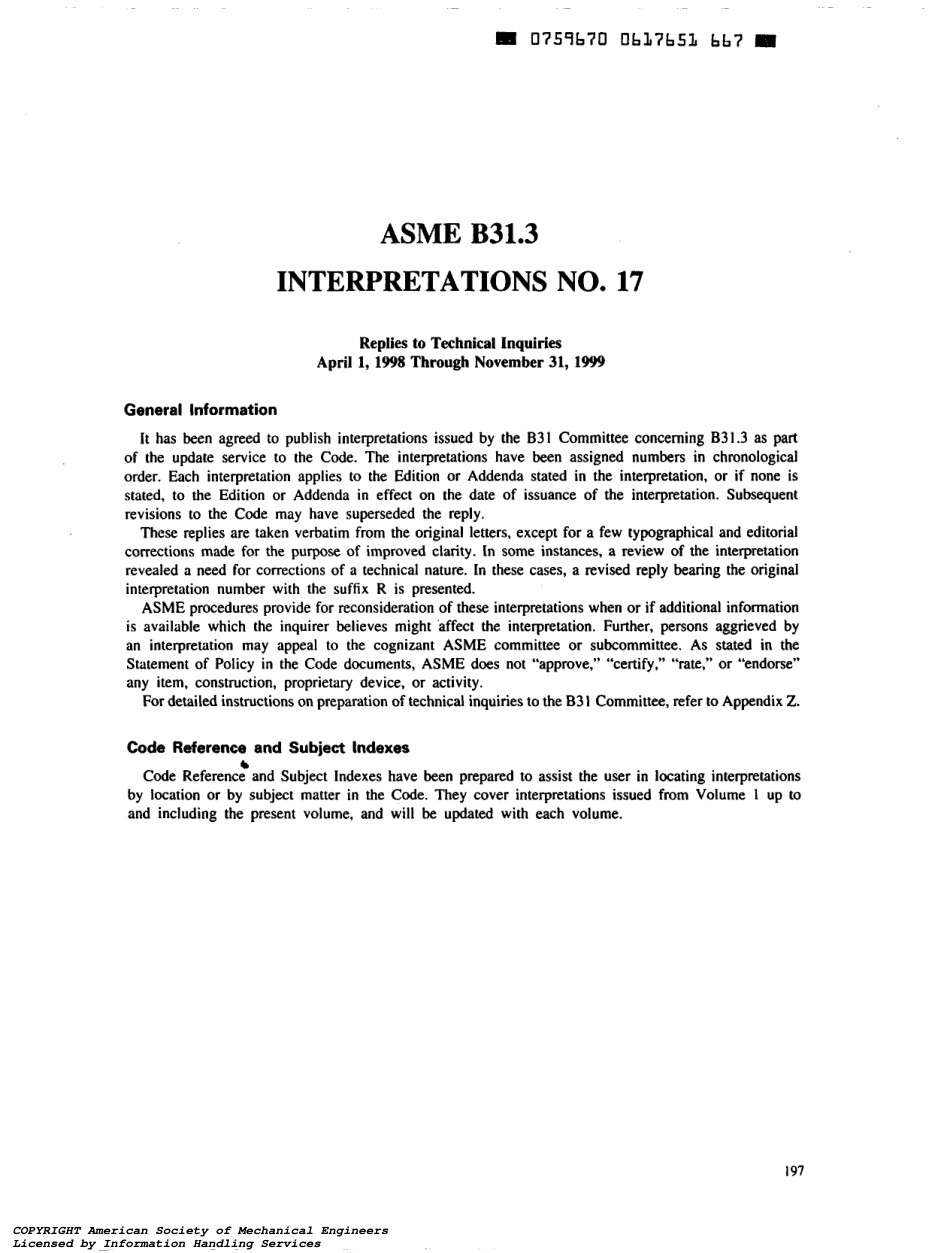 ASME B31.3 INTERPRETATIONS.pdf_第1页