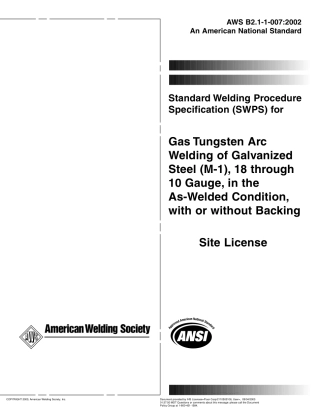 AWS B2.1-1-007-2002  在焊接条件下、有或没有垫板、10到18规格的镀锌钢的钨电极惰性气体保护焊.pdf