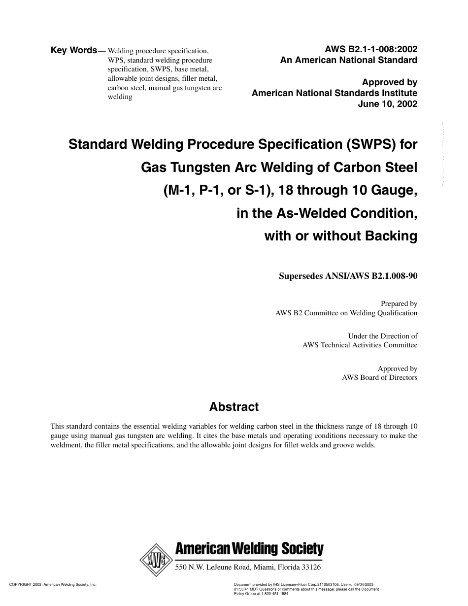 AWS B2.1-1-008-2002  在焊接条件下、有或没有垫板、10到18规格的碳钢(M1,组1)的钨电极惰性气体保护焊.pdf_第3页