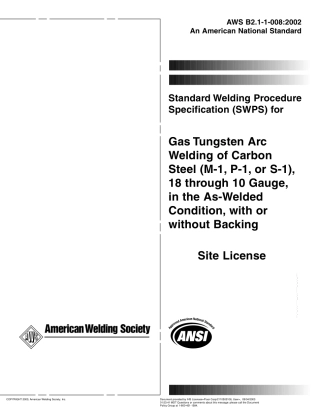 AWS B2.1-1-008-2002  在焊接条件下、有或没有垫板、10到18规格的碳钢(M1,组1)的钨电极惰性气体保护焊.pdf