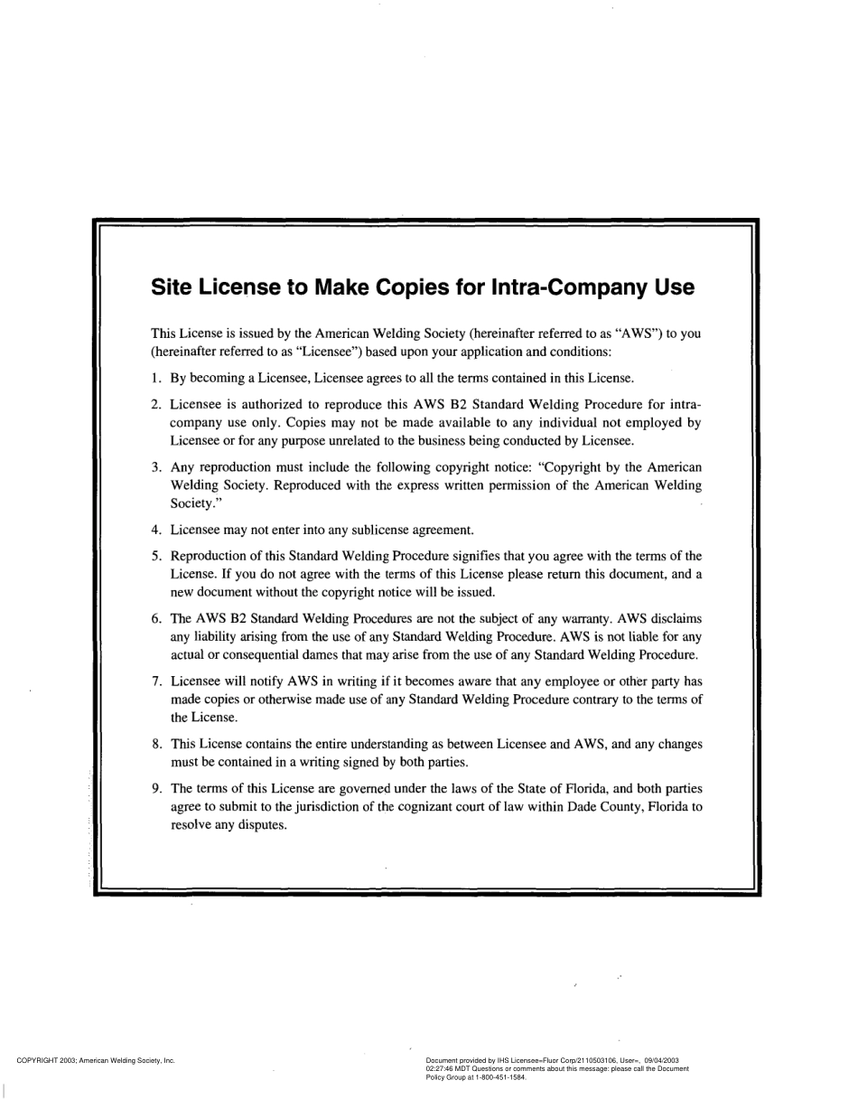 AWS B2.1-1-022-1994 Carbon Steel (M-1／P-1／S-1. Group 1 or 2). 1／8 Through 1-1／2 Inch Thick. E6010 (Vertical Uphill) Followed by E7018. As-Welded or PWHT Condition Site License.pdf_第2页