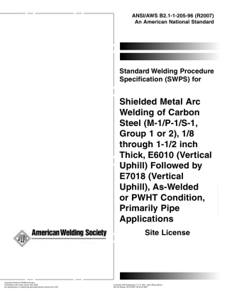 AWS B2.1-1-205-96(R2007) 主要用于管道的、在焊接或PWHT条件下(M-1／P-1／S-1,1或2组)1／8到1-1／2英寸厚、E6010(垂直向上)及E7018(垂直.pdf