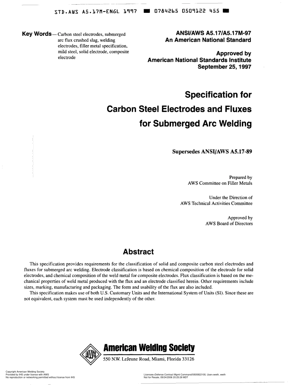 AWS A5.17-97 Specification for Carbon Steel Electrodes and Fluxes for Submerged Arc Welding.pdf_第2页