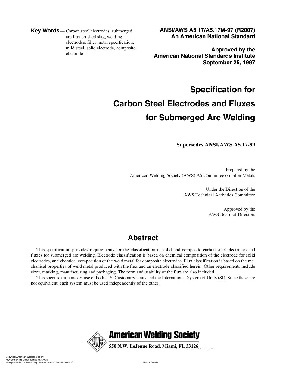 AWS A5.17-1997(R2007) Carbon Steel Electrodes and Fluxes for Submerged Arc Welding.pdf_第2页