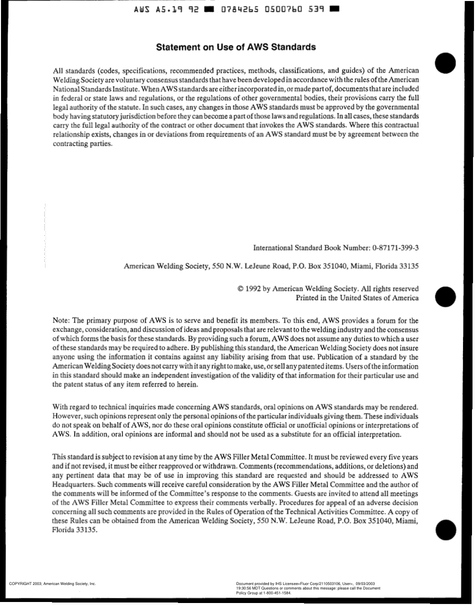 AWS A5.19-92 Specification for Magnesium Alloy Welding Electrodes and Rods R(1997).pdf_第3页