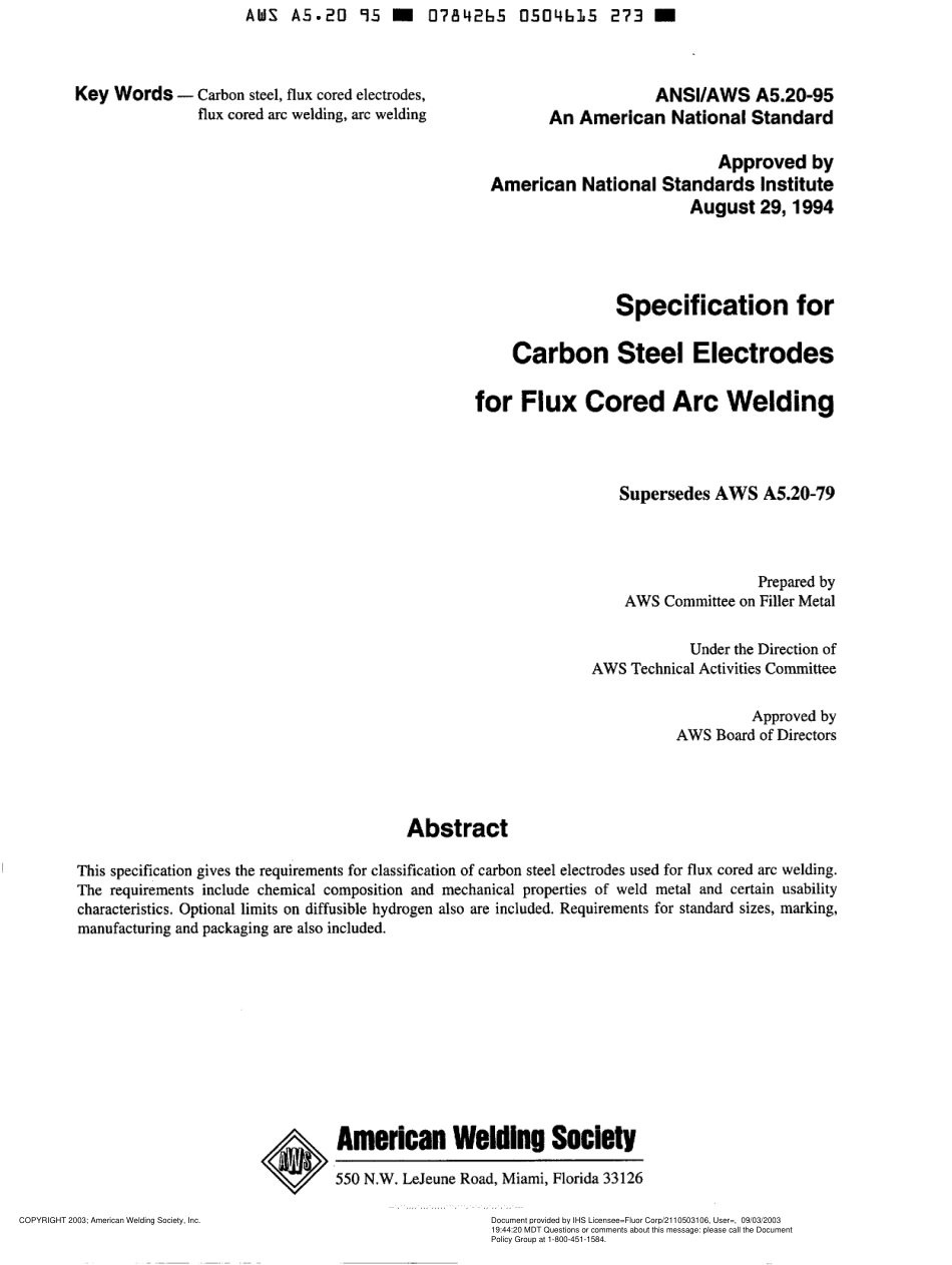 AWS A5.20-95  Specification for Carbon Steel Electrode for Flux Cored Arc Welding.pdf_第2页