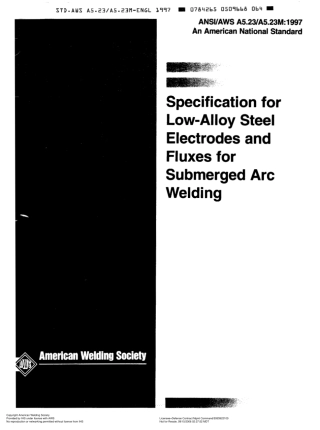 AWS A5.23-97 Specification for Low Alloy Steel Electrodes and Fluxes for Submerged Arc Welding.pdf