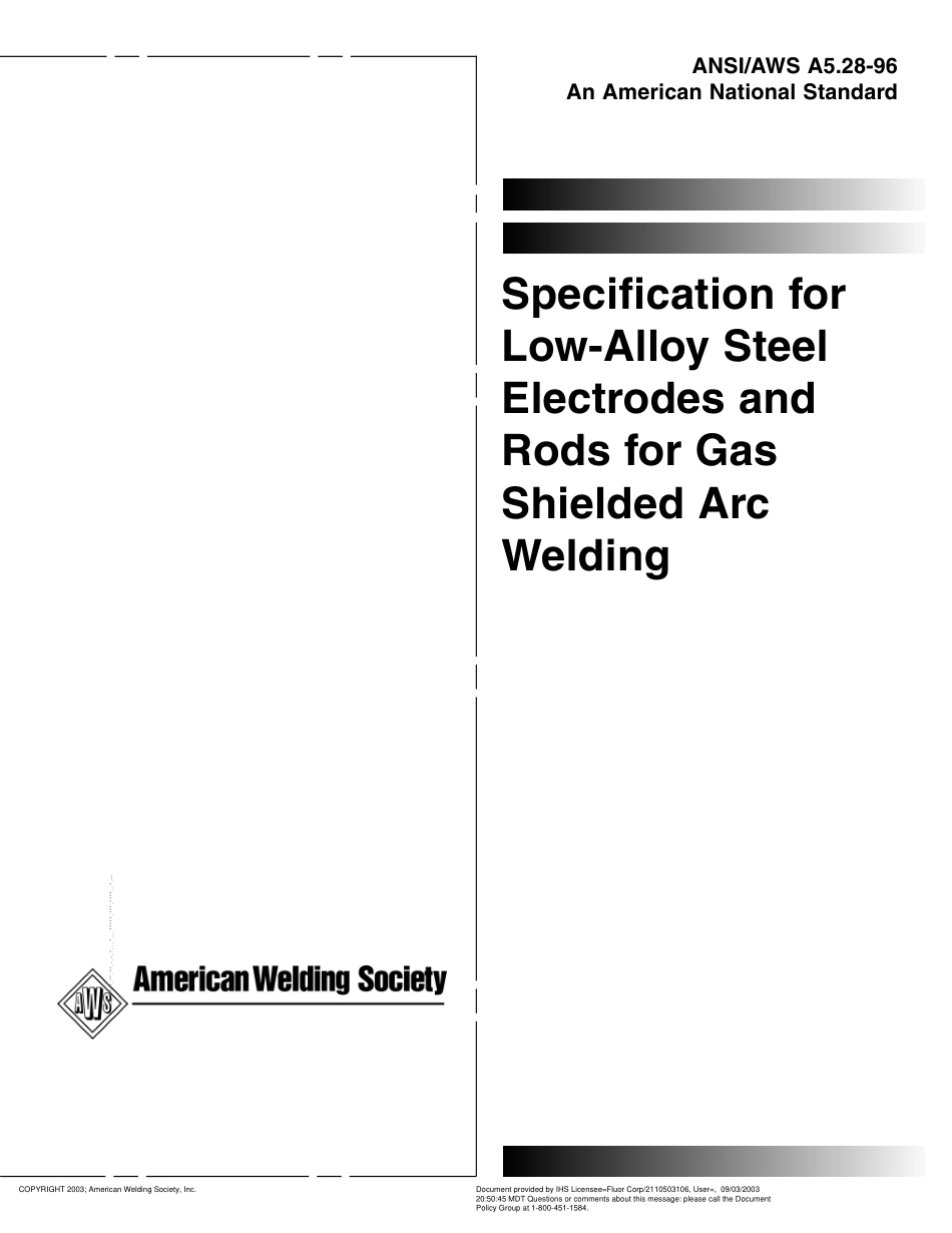 AWS A5.28-96 Specification for Low-Alloy Steel Electrodes and Rods for Gas Shielded Arc Welding.pdf_第1页